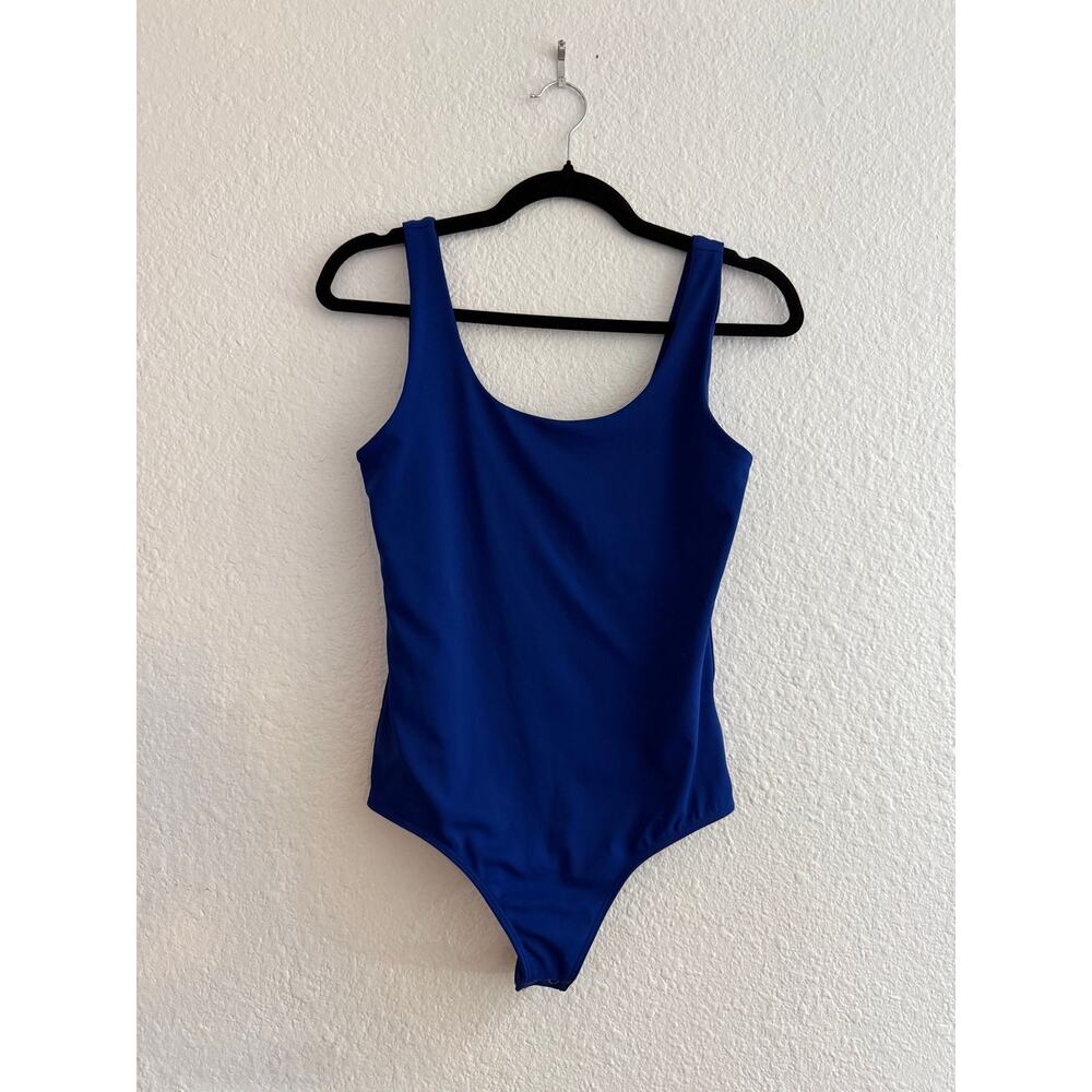 Express Body Contour Square Neck Bodysuit Cobalt Blue Small - Picture 2 of 3